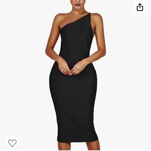 Midi body con one shoulder dress. Size medium. Black